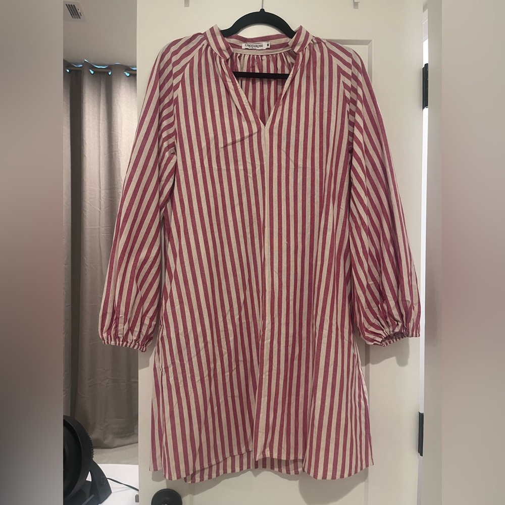Striped Red and White Midi Dress